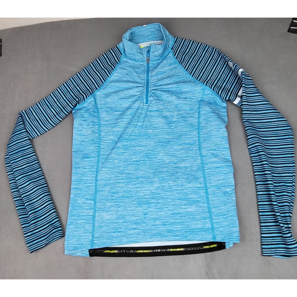 Novara Cycling Shirt Womens Large Blue Lightweight Stretch Quarter Zip Jersey‎